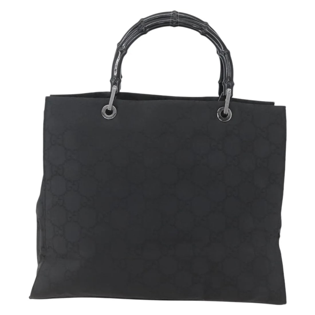 Gucci Vintage Bamboo Handle Black Nylon Tote: Gucci Vintage Bamboo Handle Black Nylon Tote This Gucci Vintage Bamboo Handle Tote features the iconic bamboo handles and is crafted from black GG nylon. Designed for women, this Italian-made tote off
