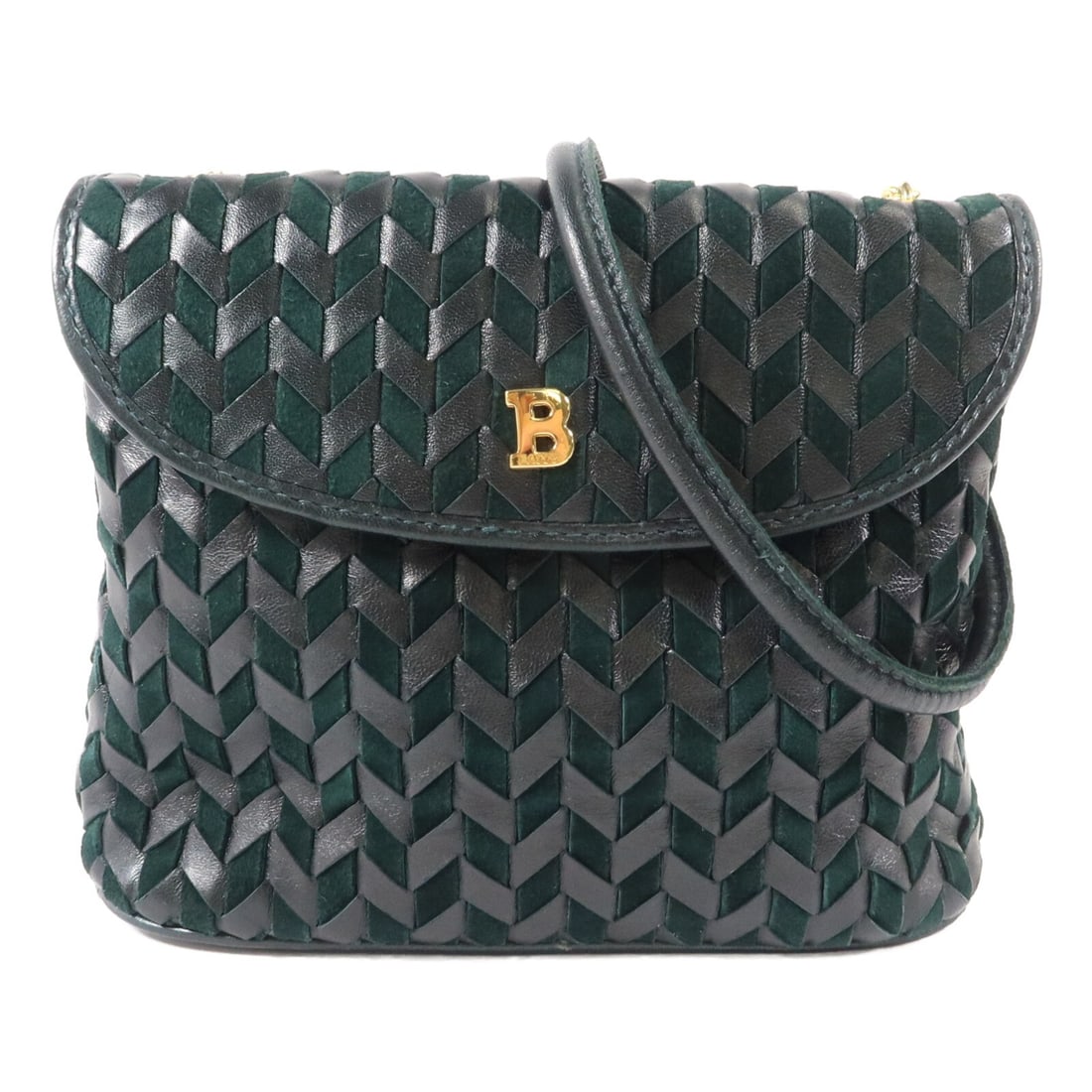 Bally Green Black Calfskin Shoulder Bag for Women: Bally Green Black Calfskin Shoulder Bag for Women BALLY shoulder bag in green and black calfskin (cowhide) with gold-tone hardware. It is designed for women and features a magnetic pocket and one insi