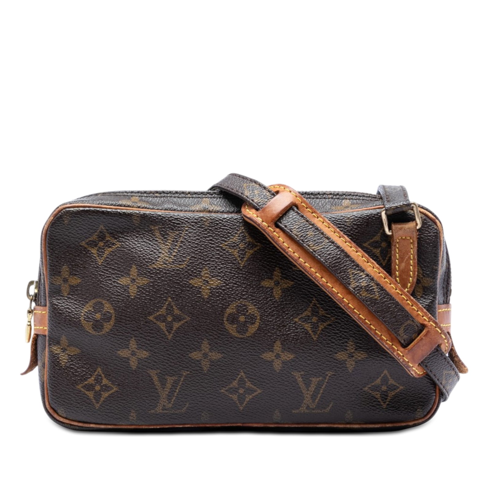 Louis Vuitton Monogram Canvas Pochette Marly Bandouliere Bag: Louis Vuitton Monogram Canvas Pochette Marly Bandouliere Bag This Louis Vuitton Monogram Pochette Marly Bandouliere features the classic monogram canvas body, an adjustable flat strap for versatile we