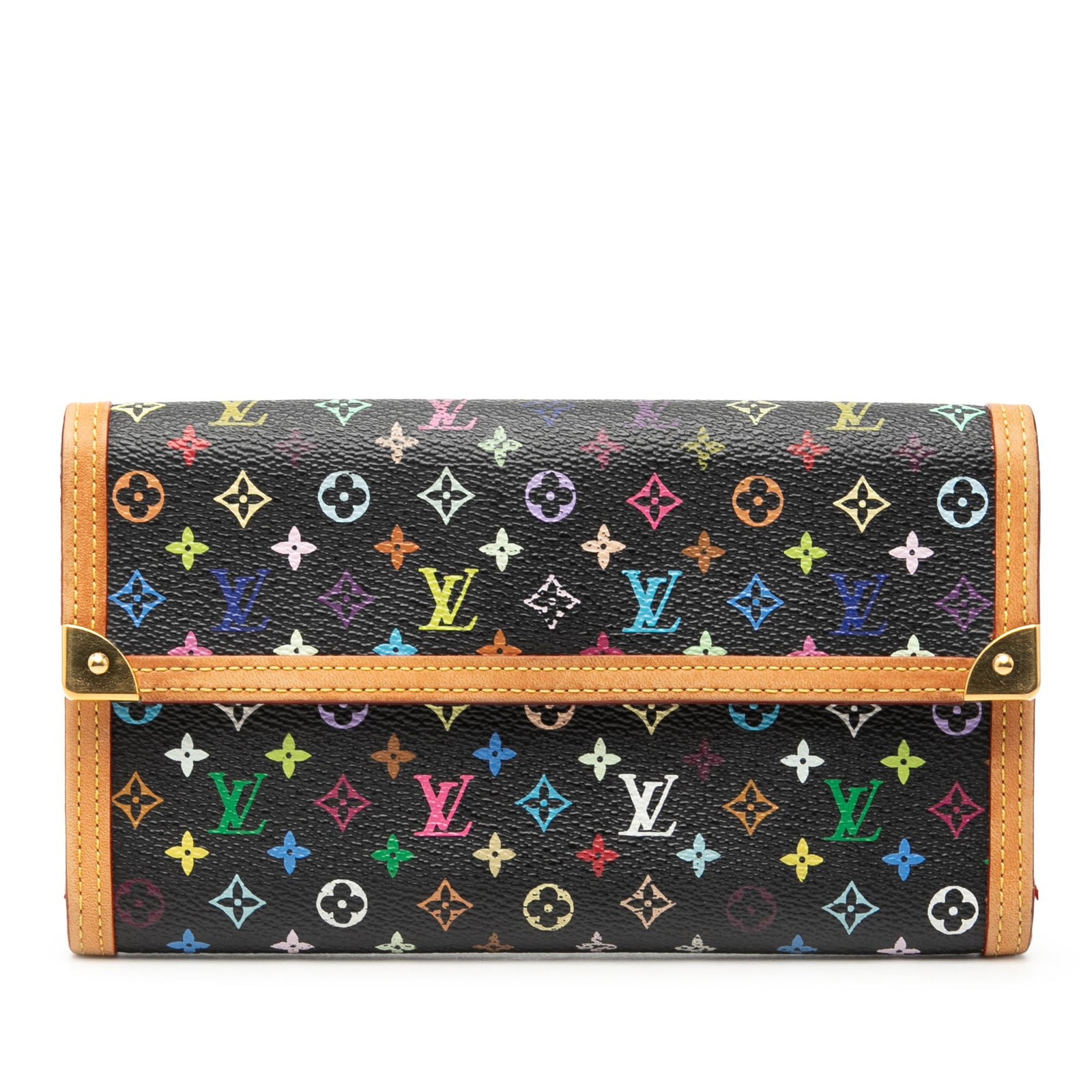 Louis Vuitton Porte Tresor International Monogram Multicolor Wallet: Louis Vuitton Porte Tresor International Monogram Multicolor Wallet Louis Vuitton Monogram Multicolor Porte Tresor International Wallet in black with a monogram multicolor canvas body, vachetta leathe