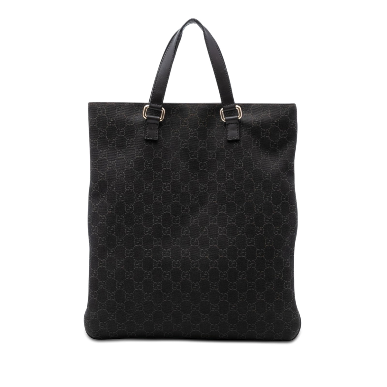 Gucci GG Denim Brown Tote Bag Italy: Gucci GG Denim Brown Tote Bag Italy This Gucci GG Denim Tote features a denim fabric body with flat leather straps and an open top secured by a magnetic closure. The interior includes a zip pocket for