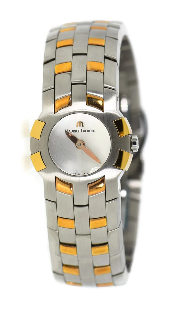 Maurice Lacroix Intuition 18K Steel Quartz Wristwatch 24mm Silver Dial: Maurice Lacroix Intuition 18K Steel Quartz Wristwatch 24mm Silver Dial This Maurice Lacroix Intuition wristwatch features a 24mm stainless steel case with 18K gold accents. It is equipped with a quart
