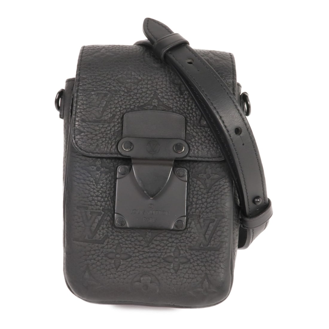 Louis Vuitton M81524 S-Lock Wearable Shoulder Bag Black Taurillon: Louis Vuitton M81524 S-Lock Wearable Shoulder Bag Black Taurillon Louis Vuitton LV S-Lock Vertical Wearable Bag, model M81524, in black Monogram/Taurillon Clemence leather with calfskin (cowhide) deta