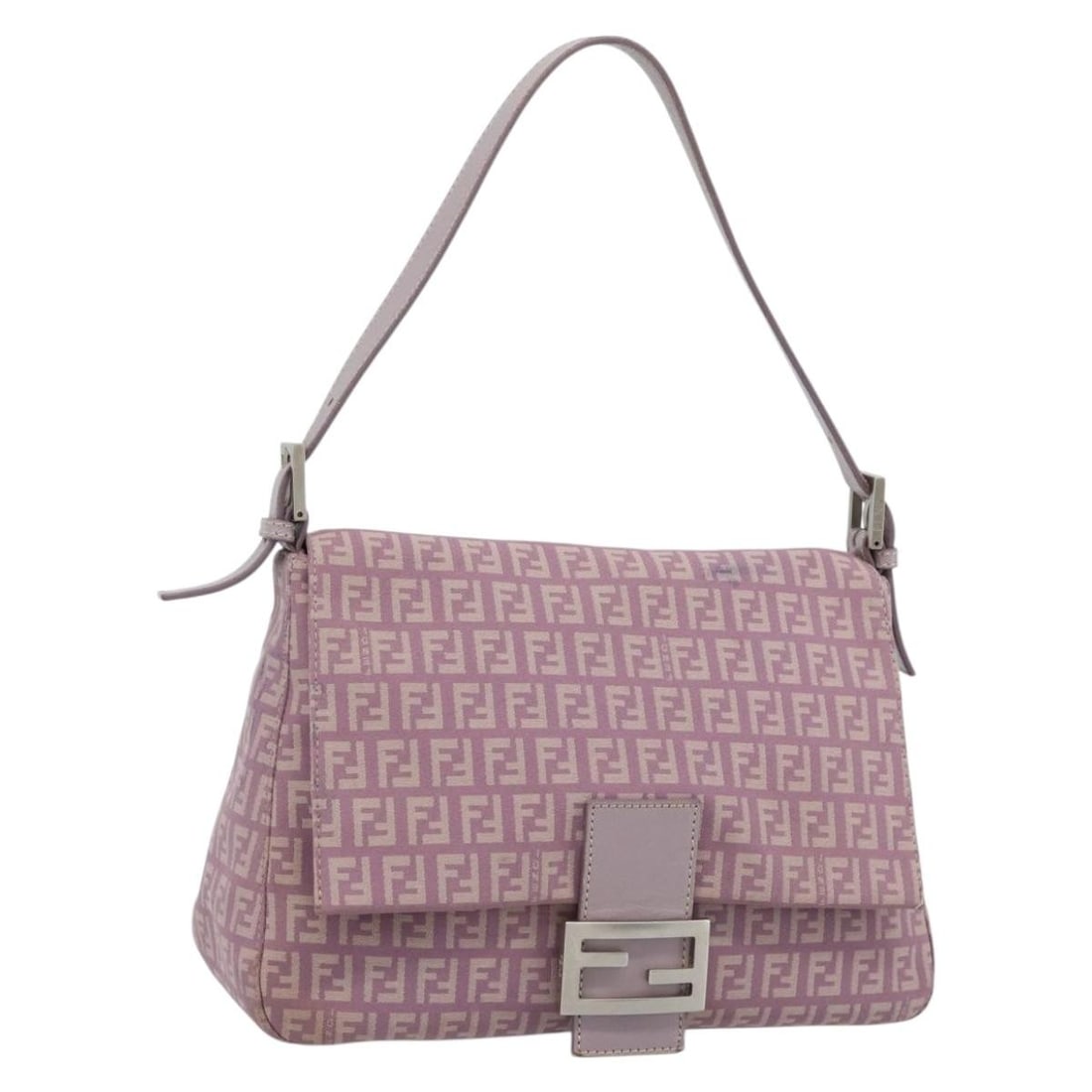Fendi Mamma Baguette Pink Silver Zucchino Canvas Shoulder Bag: Fendi Mamma Baguette Pink Silver Zucchino Canvas Shoulder Bag Fendi Mamma Baguette shoulder bag in Zucchino canvas with a pink and silver colorway. Made in Italy, this women's bag measures approximate