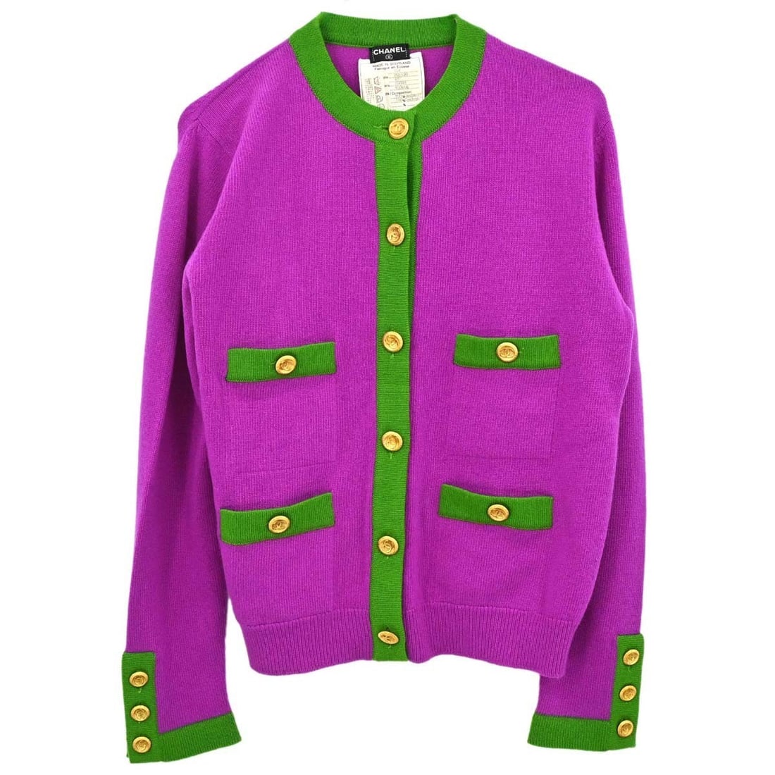CHANEL Cashmere Purple Cardigan Sweater Womens Size 40 (1 of 15)