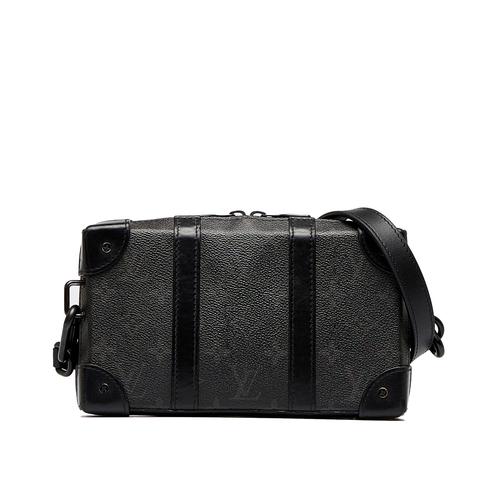 Louis Vuitton Monogram Eclipse Soft Trunk Wallet Crossbody Black Canvas: Louis Vuitton Monogram Eclipse Soft Trunk Wallet Crossbody Black Canvas The Louis Vuitton Monogram Eclipse Soft Trunk Wallet Crossbody showcases a sleek design with a monogram eclipse canvas body. It 