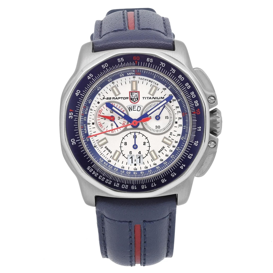 Luminox F-22 Raptor 44mm Titanium Quartz Pilot Watch XA.9273: Luminox F-22 Raptor 44mm Titanium Quartz Pilot Watch XA.9273 The Luminox F-22 Raptor Chronograph is a stylish and robust wristwatch designed for aviation enthusiasts. Featuring a 44mm round titanium c