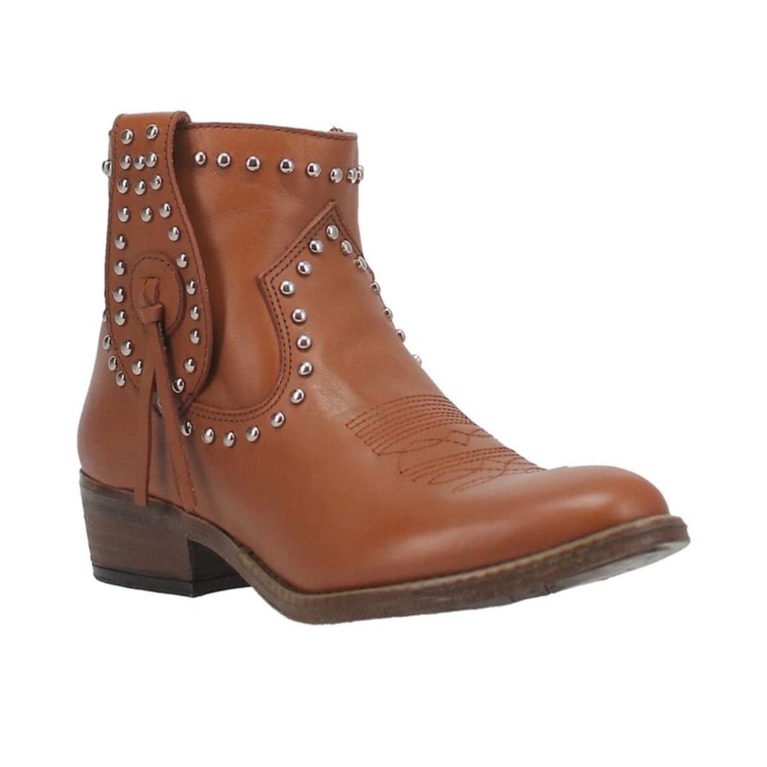 Dingo Destry Studded Ankle Booties Camel Leather Women's 8M (1 of 10)