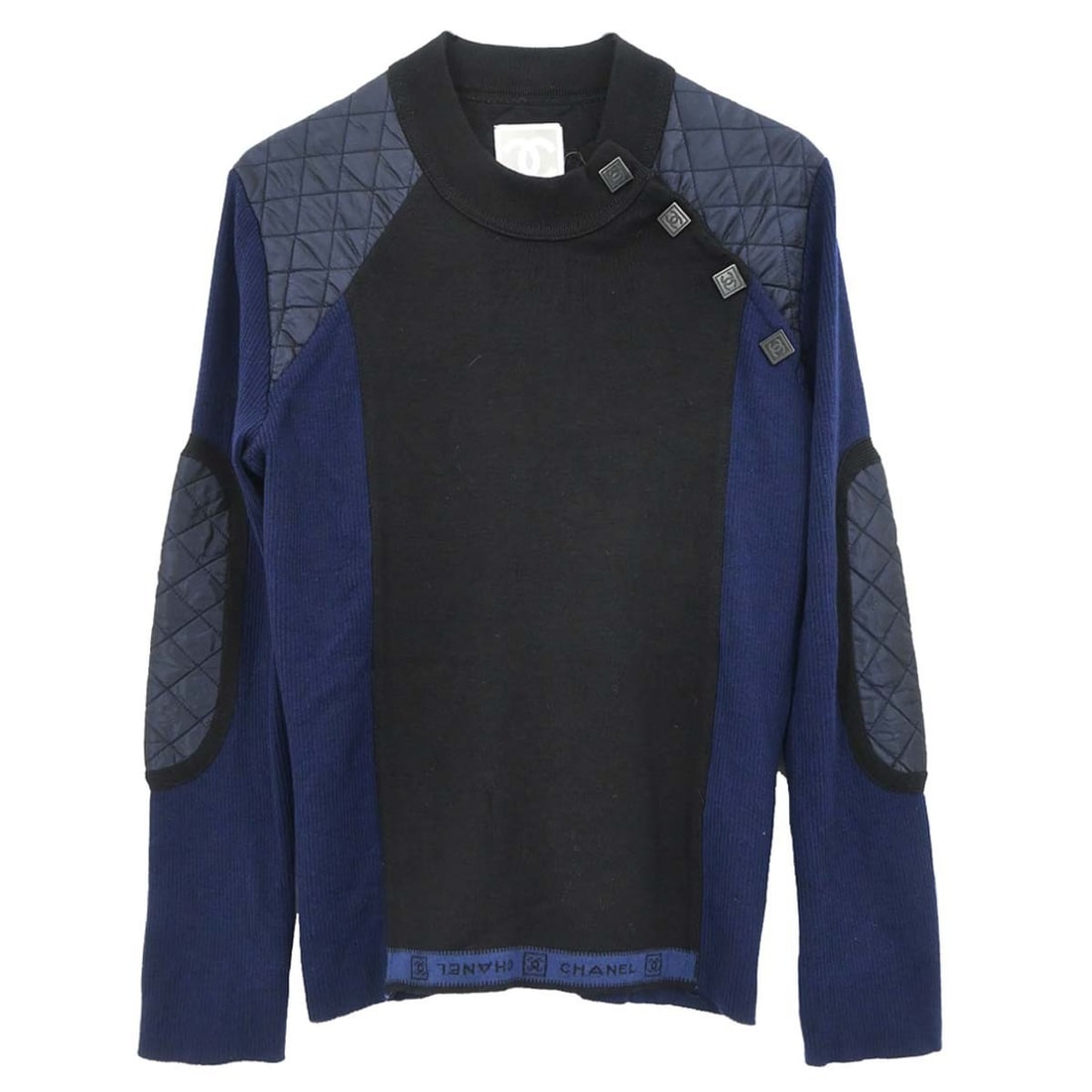 CHANEL Sport Line Wool Pullover Sweater Black Navy FR 42 (1 of 18)
