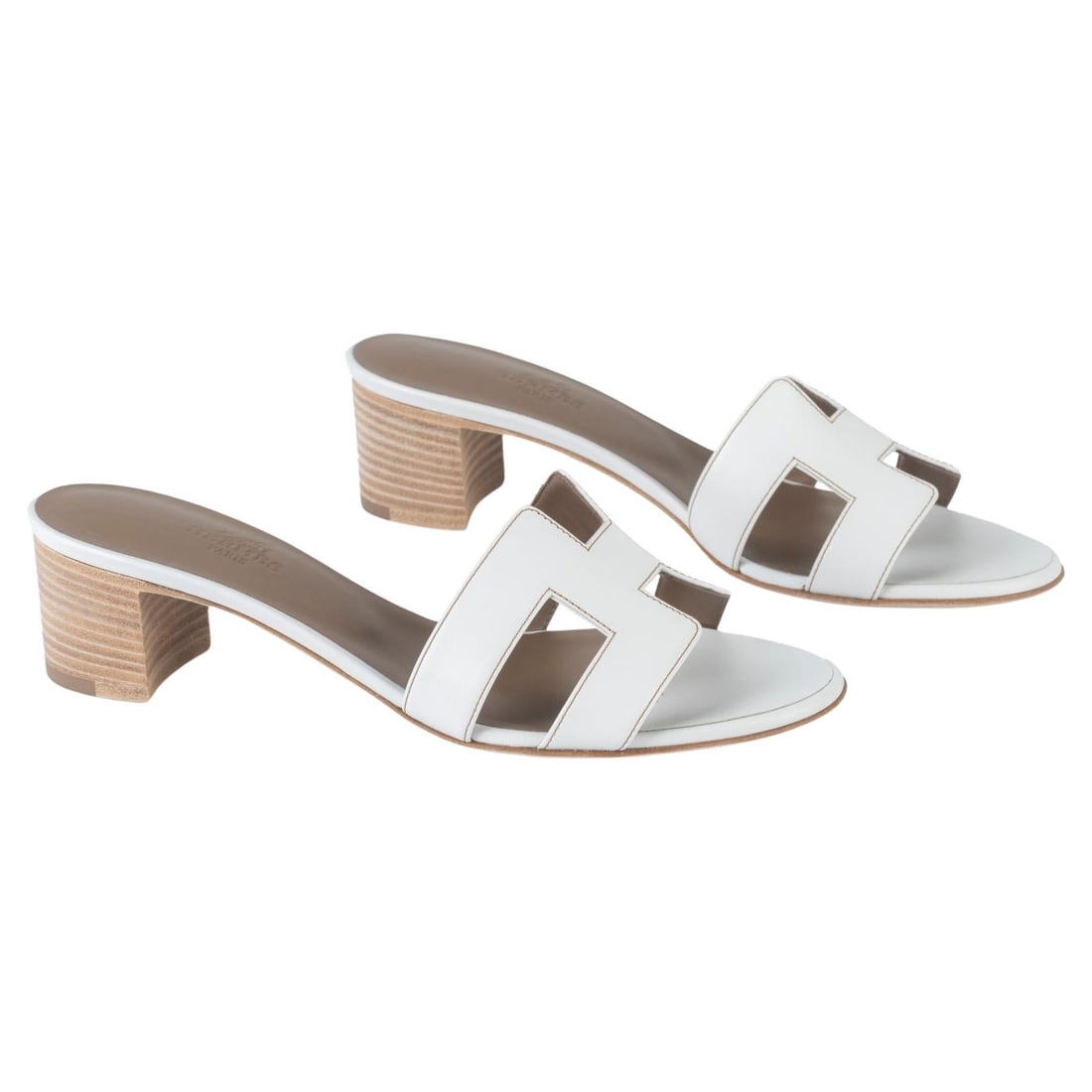 Hermes Oasis White Calfskin Sandals 37.5 with Box Dustcover (1 of 9)
