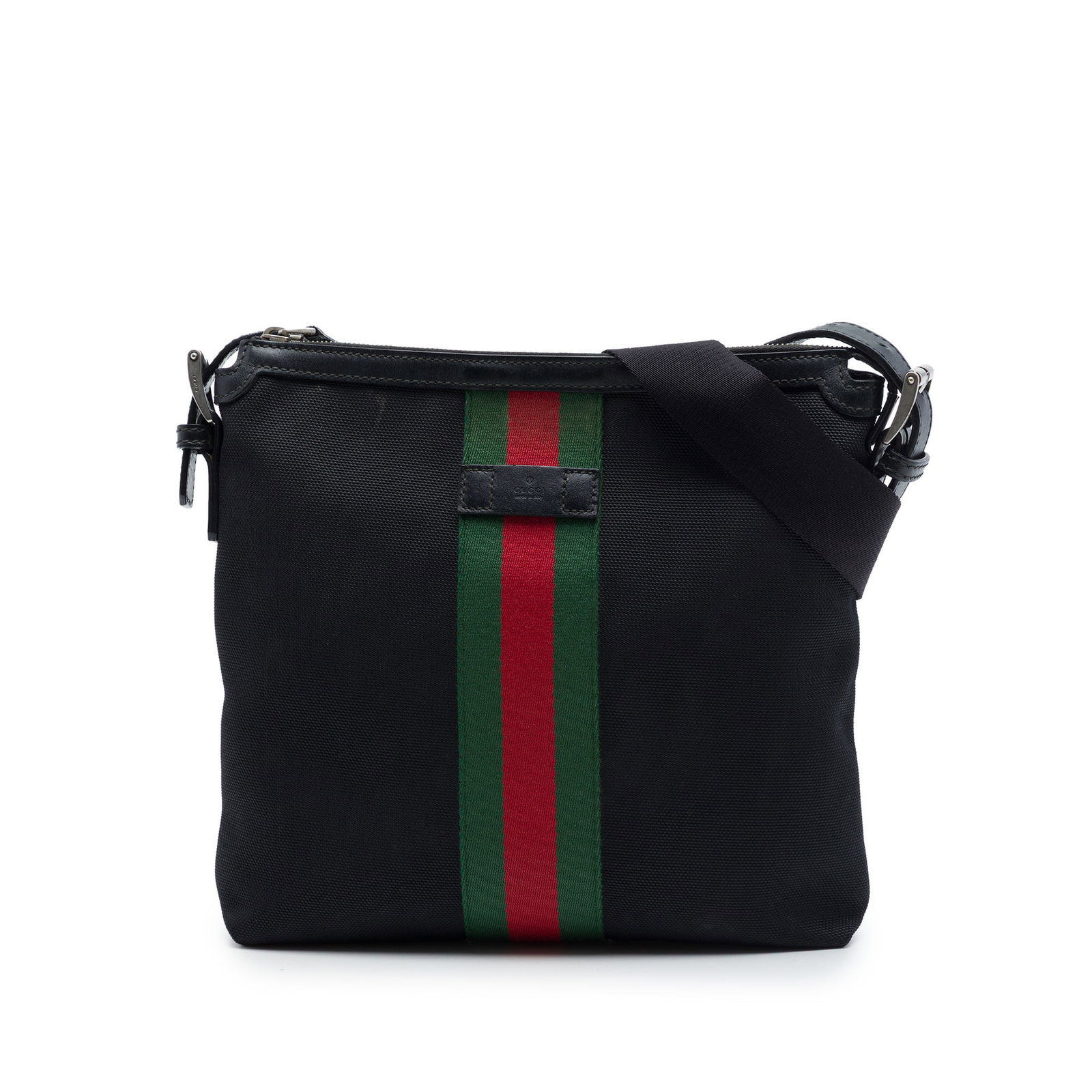 Gucci GG Techno Canvas Crossbody Messenger Bag Black: Gucci GG Techno Canvas Crossbody Messenger Bag Black This Gucci GG Techno Canvas Web Messenger Bag is a black crossbody bag made in Italy. It features a canvas body with leather trim and web detail, a