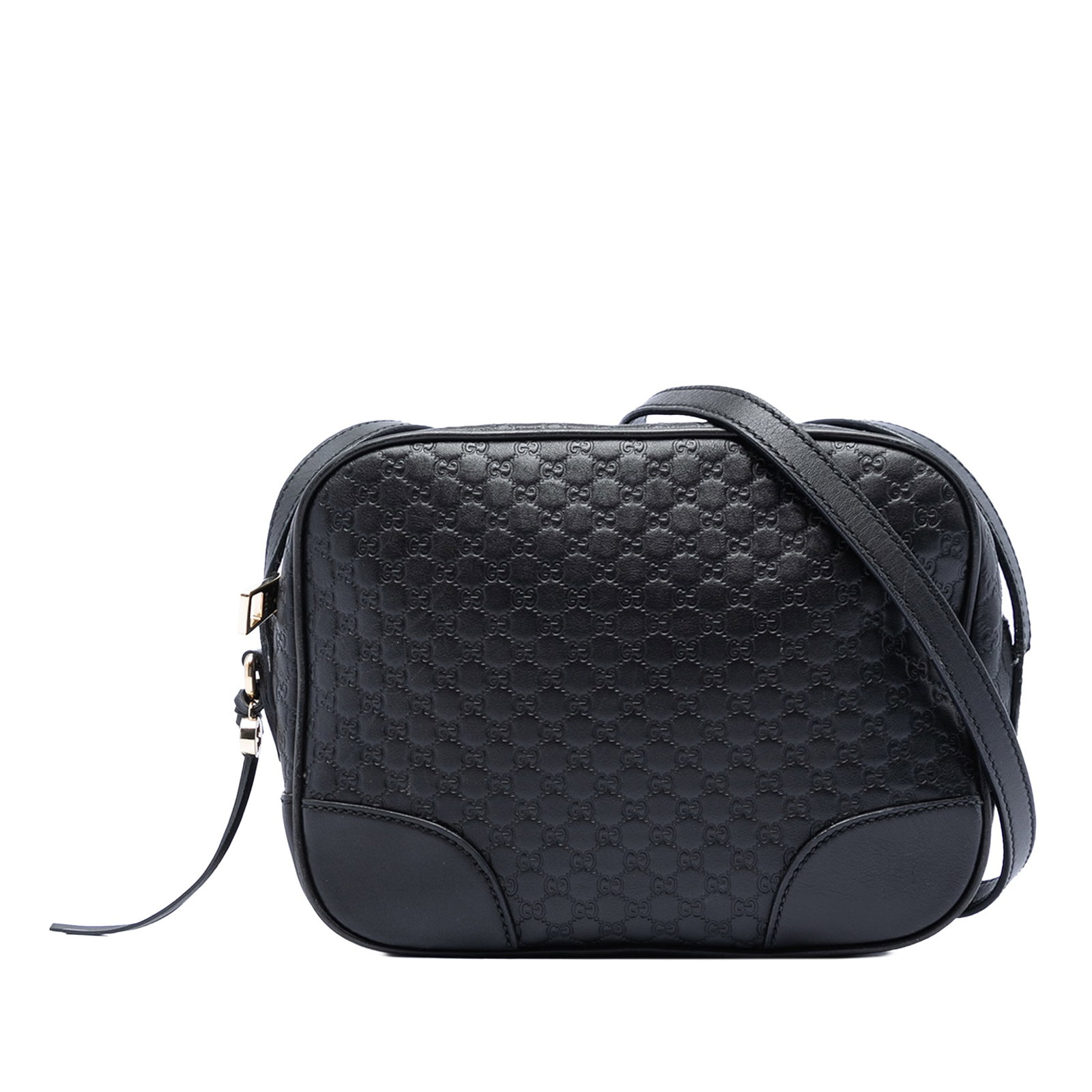 Gucci Bree Microguccissima Leather Crossbody Bag Black: Gucci Bree Microguccissima Leather Crossbody Bag Black Gucci Microguccissima Bree Crossbody in black embossed leather with a flat leather strap, top zip closure, and interior slip pockets. Made in Ita