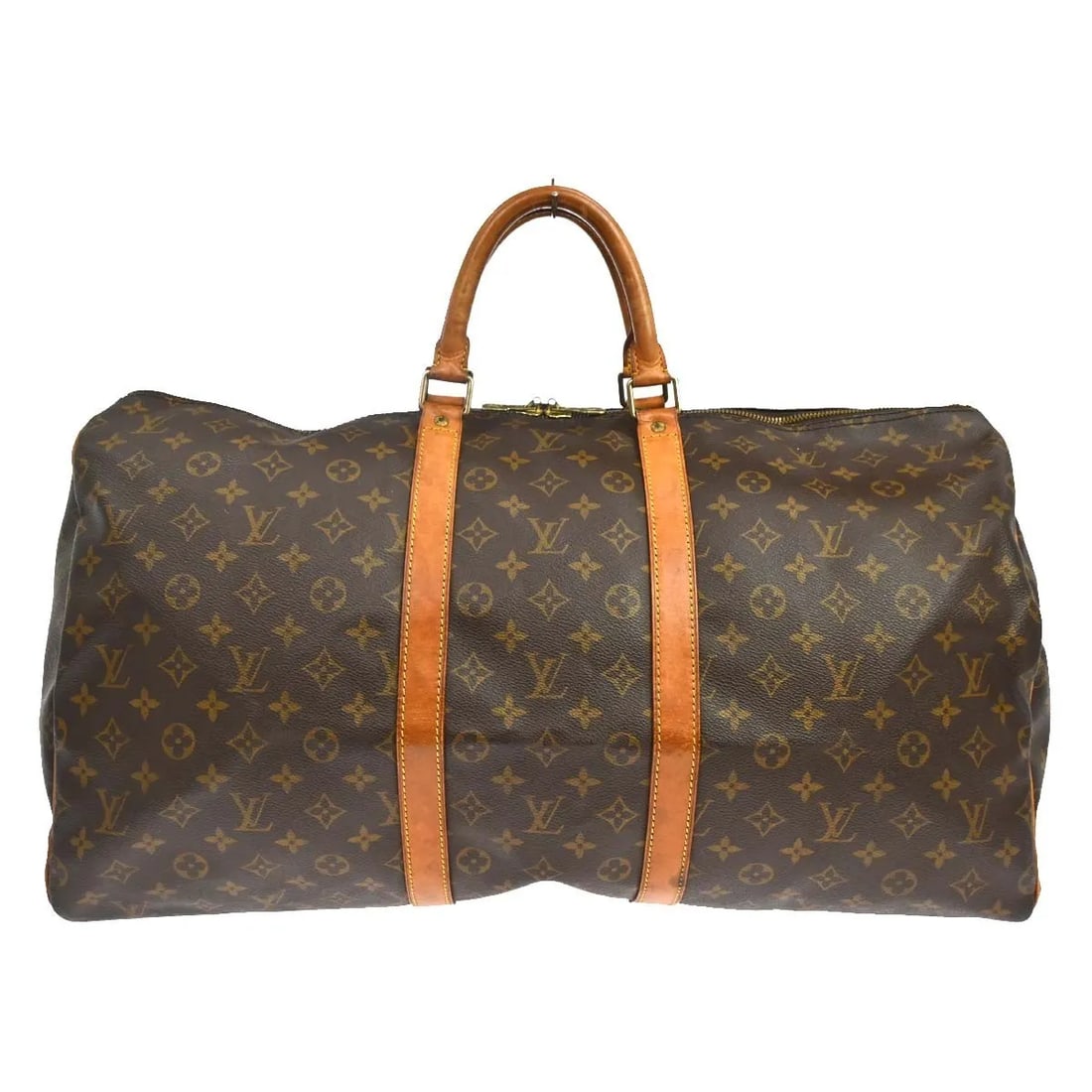 Louis Vuitton Keepall Brown Monogram Canvas Travel Bag: Louis Vuitton Keepall Brown Monogram Canvas Travel Bag Louis Vuitton Keepall in brown monogram canvas. This unisex bag is made in France and remains in good condition with visible wear from use. The e