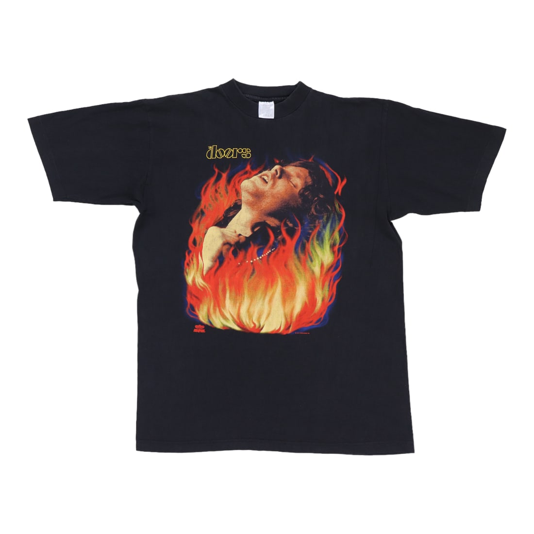 Vintage 1991 Jim Morrison Graphic Black Cotton T Shirt Extra Large: Vintage 1991 Jim Morrison Graphic Black Cotton T Shirt Extra Large This is an original vintage 1991 Jim Morrison "Set The Night On Fire" shirt featuring graphics on both the front and back. Made from 