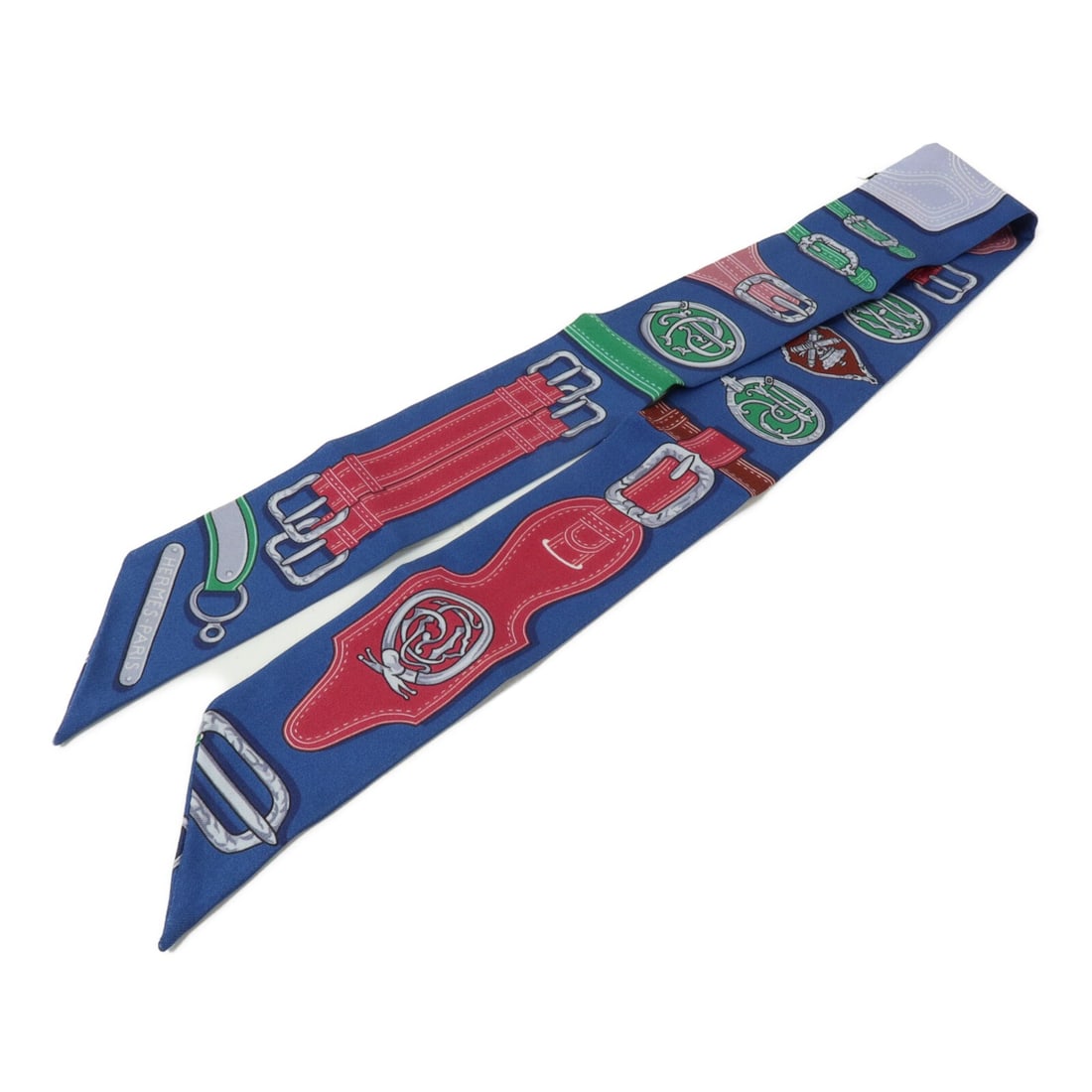 Hermes Twilly Silk Scarf in Blue 86cm x 5cm: Hermes Twilly Silk Scarf in Blue 86cm x 5cm Hermes Twilly scarf in blue silk. The item is in very good condition, graded AB, and measures 86 cm x 5 cm (33.9 in x 2.0 in). No accessories are included. 