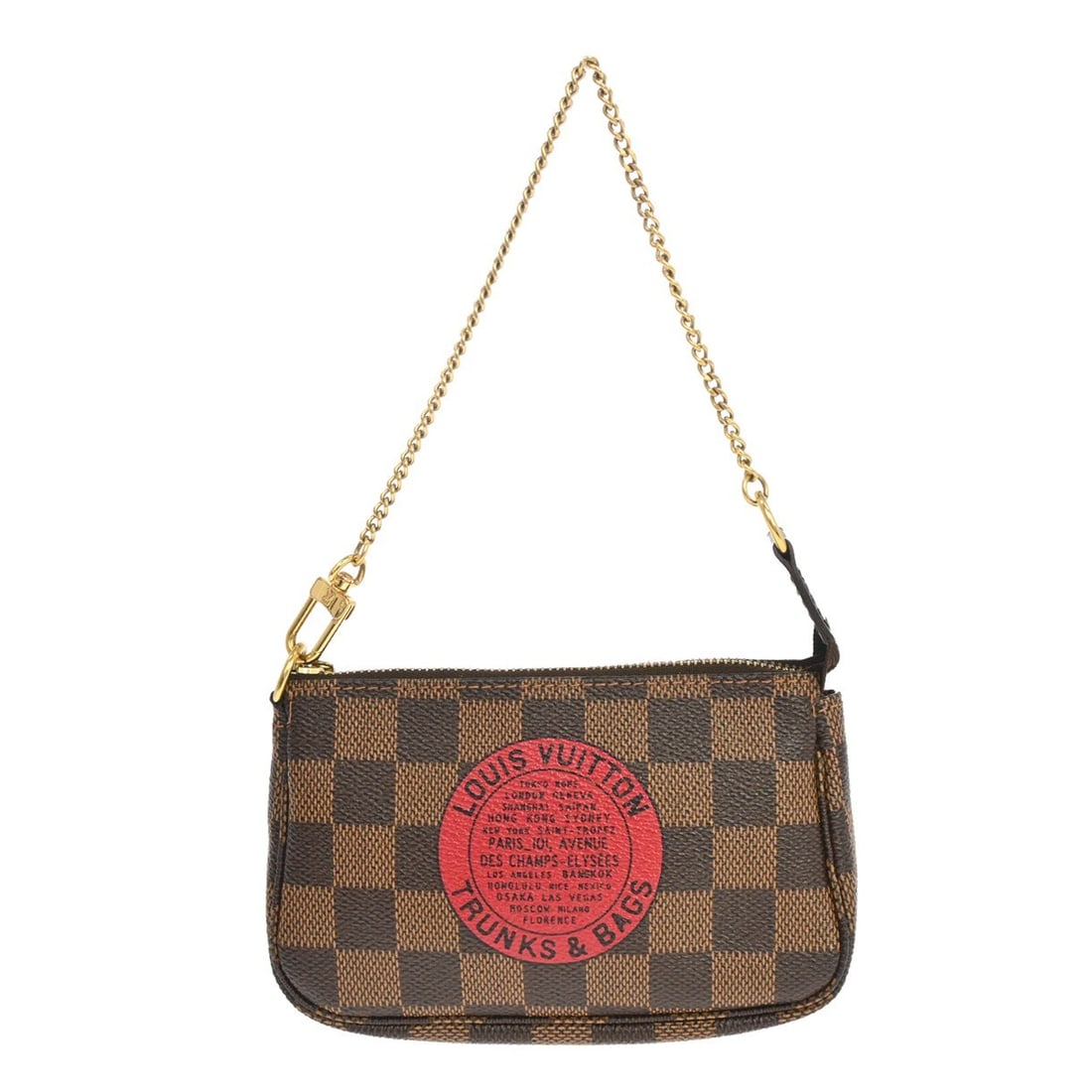 Louis Vuitton Mini Pochette Accessoires Damier Ebene Brown Pouch N58011: Louis Vuitton Mini Pochette Accessoires Damier Ebene Brown Pouch N58011 Louis Vuitton Mini Pochette Accessoires in Damier Ebene with a brown check pattern and zip-top closure. This women's handbag is 
