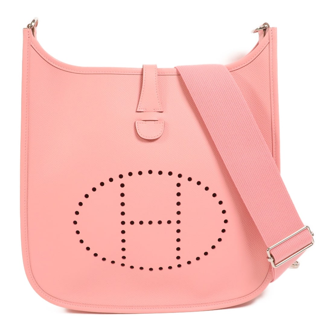 Hermes Evelyne PM Shoulder Bag Rose Confetti Epsom Calfskin PHW: Hermes Evelyne PM Shoulder Bag Rose Confetti Epsom Calfskin PHW Hermes PHW Evelyne PM shoulder bag in Veau Epsom leather and calfskin (cowhide), presented in Rose Confetti pink. This women's regular-s