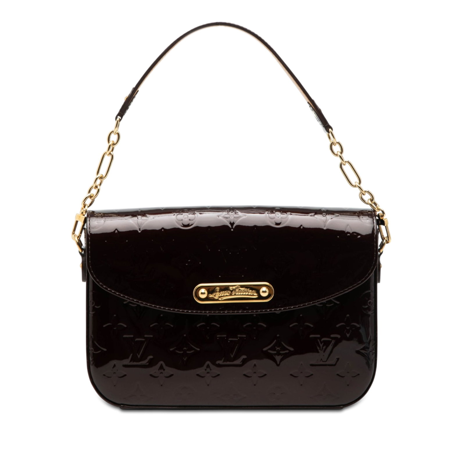 Louis Vuitton Rodeo Drive Monogram Vernis Purple Bag: Louis Vuitton Rodeo Drive Monogram Vernis Purple Bag This Louis Vuitton Monogram Vernis Rodeo Drive bag features a purple monogram vernis leather body, a chain link strap with a leather guard, a front