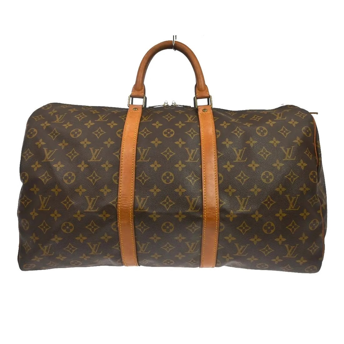 Louis Vuitton Keepall unisex brown monogram canvas travel bag: Louis Vuitton Keepall unisex brown monogram canvas travel bag Louis Vuitton Keepall in brown monogram canvas. This unisex bag is made in France and remains in good condition, showing visible wear thro