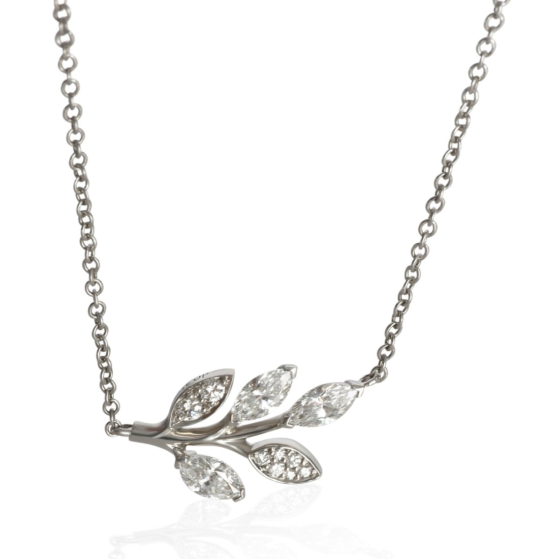 Platinum Diamond Necklace Tiffany & Co. Victoria Vine 16 in: Platinum Diamond Necklace Tiffany & Co. Victoria Vine 16 in Platinum diamond necklace from the Victoria Vine collection by Tiffany & Co. This pre-owned women's necklace features a spring ring clasp, a