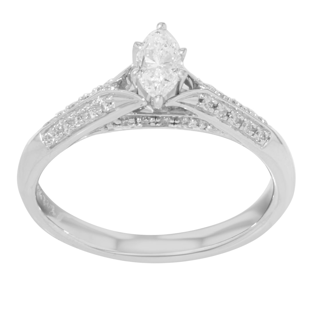 Rachel Koen 14K White Gold Engagement Ring 0.75ct Marquise Diamond Size 7.25: Rachel Koen 14K White Gold Engagement Ring 0.75ct Marquise Diamond Size 7.25 This stunning engagement ring from Rachel Koen is designed for the modern woman, showcasing a beautiful center prong set ma