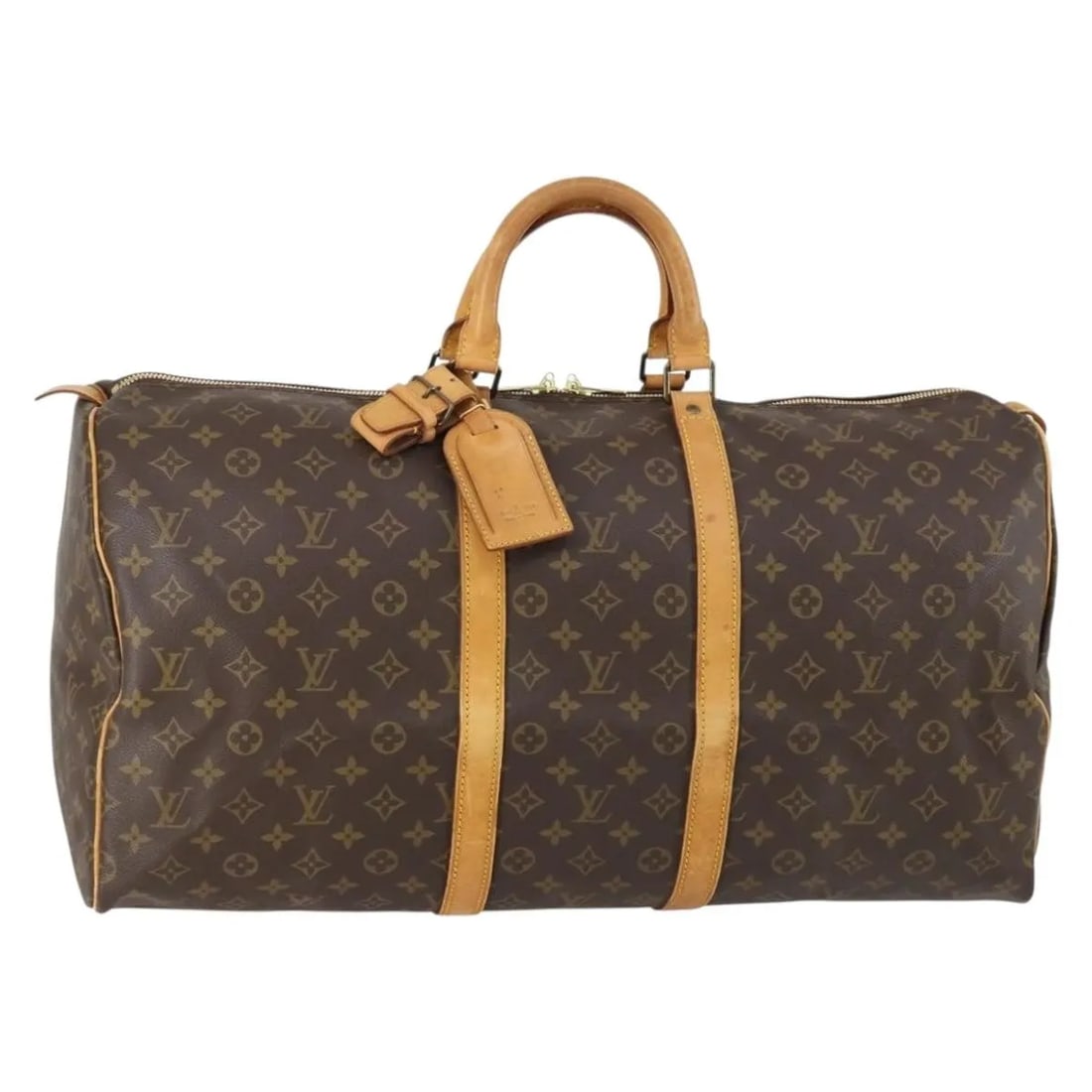 Louis Vuitton Monogram Canvas Keepall 55 Travel Bag: Louis Vuitton Monogram Canvas Keepall 55 Travel Bag This Louis Vuitton Keepall Bag features the iconic Monogram canvas in brown. Designed for unisex use, it offers ample space with its generous dimens