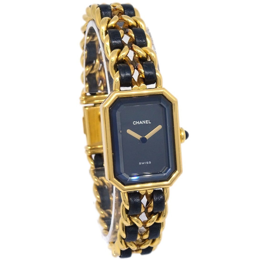 CHANEL Premiere XL Women's Quartz Wristwatch Gold Plated Swiss Made: CHANEL Premiere XL Women's Quartz Wristwatch Gold Plated Swiss Made This Chanel Premiere wristwatch features a quartz movement and an analog display. It has a black gold case, black gold dial, and bla