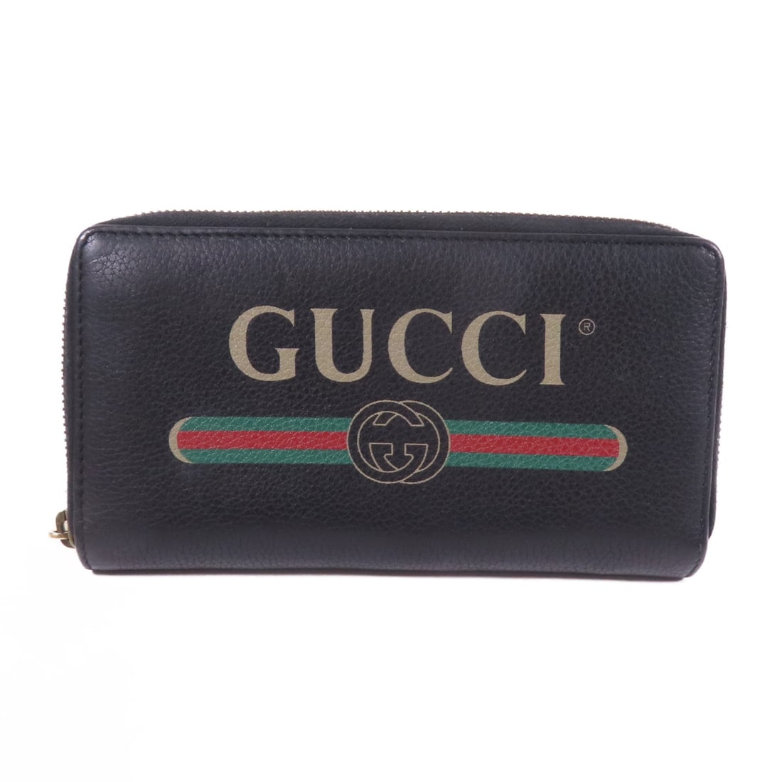 Gucci 496317 GG zip around long wallet black calfskin leather (1 of 16)