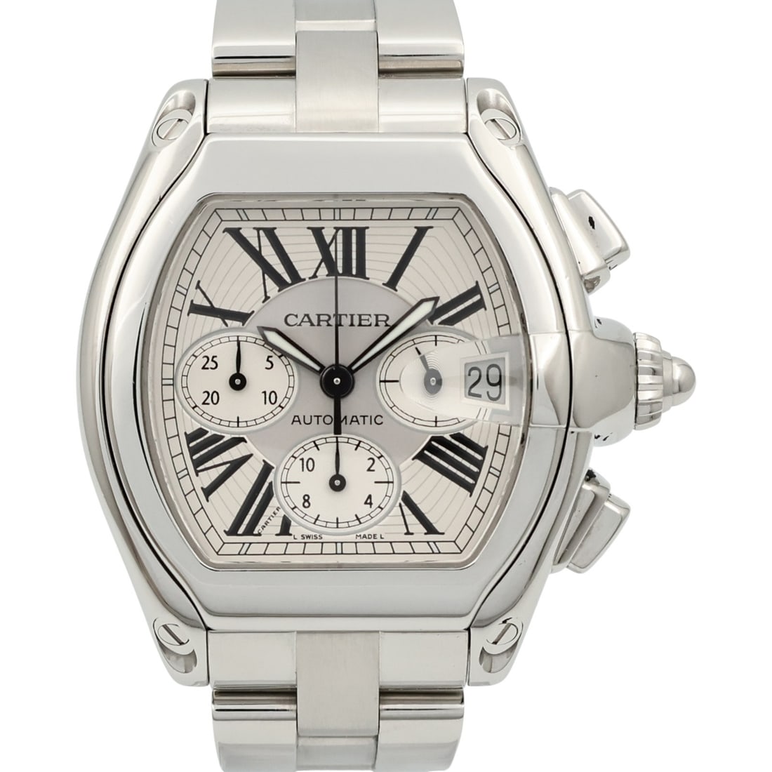 Cartier Roadster W62019X6 mens automatic stainless steel wristwatch (1 of 12)