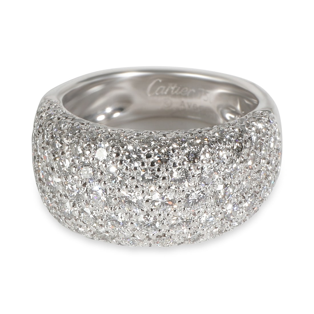 Cartier 18k White Gold Diamond Fashion Ring Size 6: Cartier 18k White Gold Diamond Fashion Ring Size 6 This Cartier vintage fashion ring features round brilliant diamonds with a total carat weight of 3.50, set in 18k white gold. Designed for a unisex f