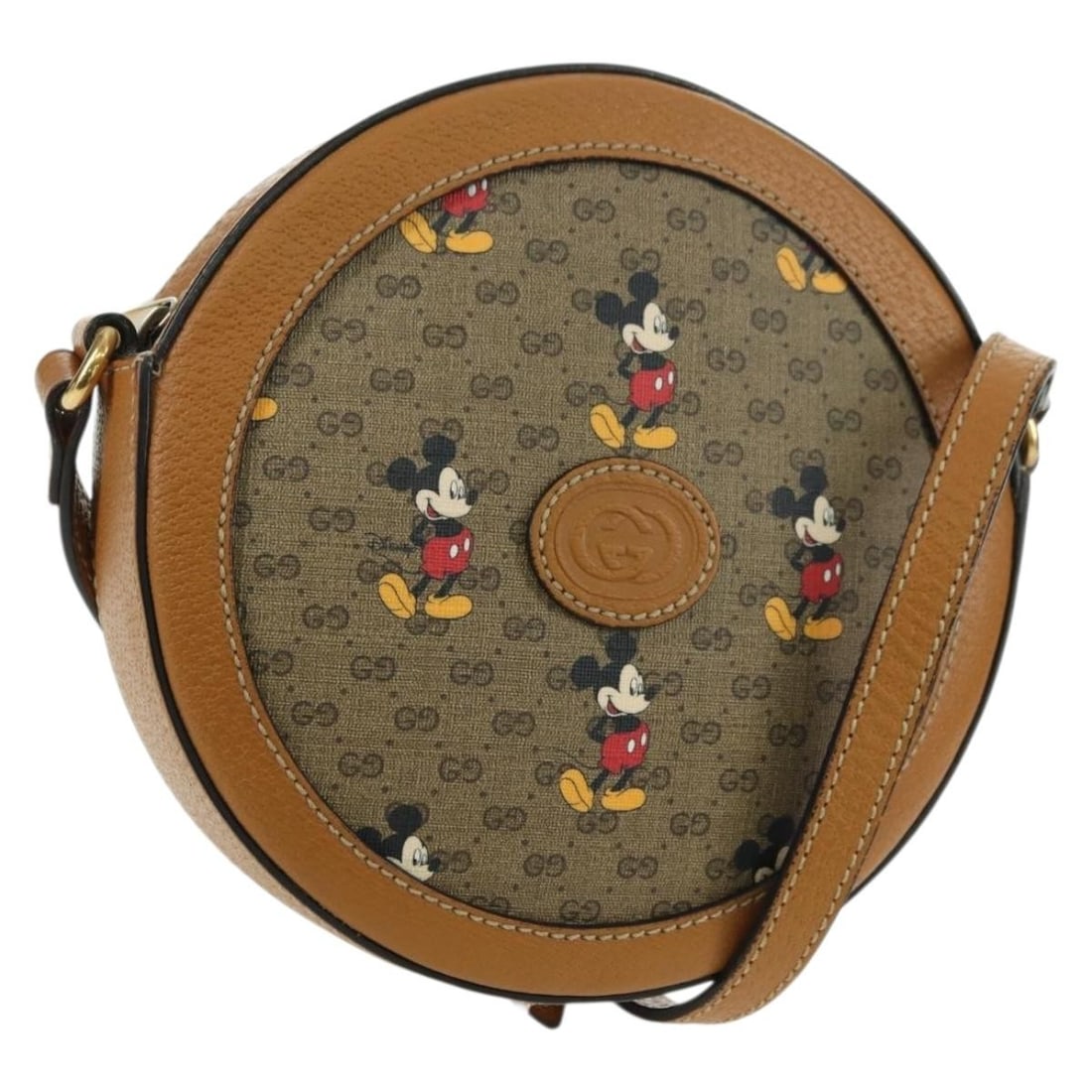 Gucci 603938 Disney Collaboration Micro GG Supreme Shoulder Bag Beige PVC: Gucci 603938 Disney Collaboration Micro GG Supreme Shoulder Bag Beige PVC A Gucci shoulder bag from the Disney collaboration, made from PVC leather and Micro Small GG canvas in a beige and gold colorw