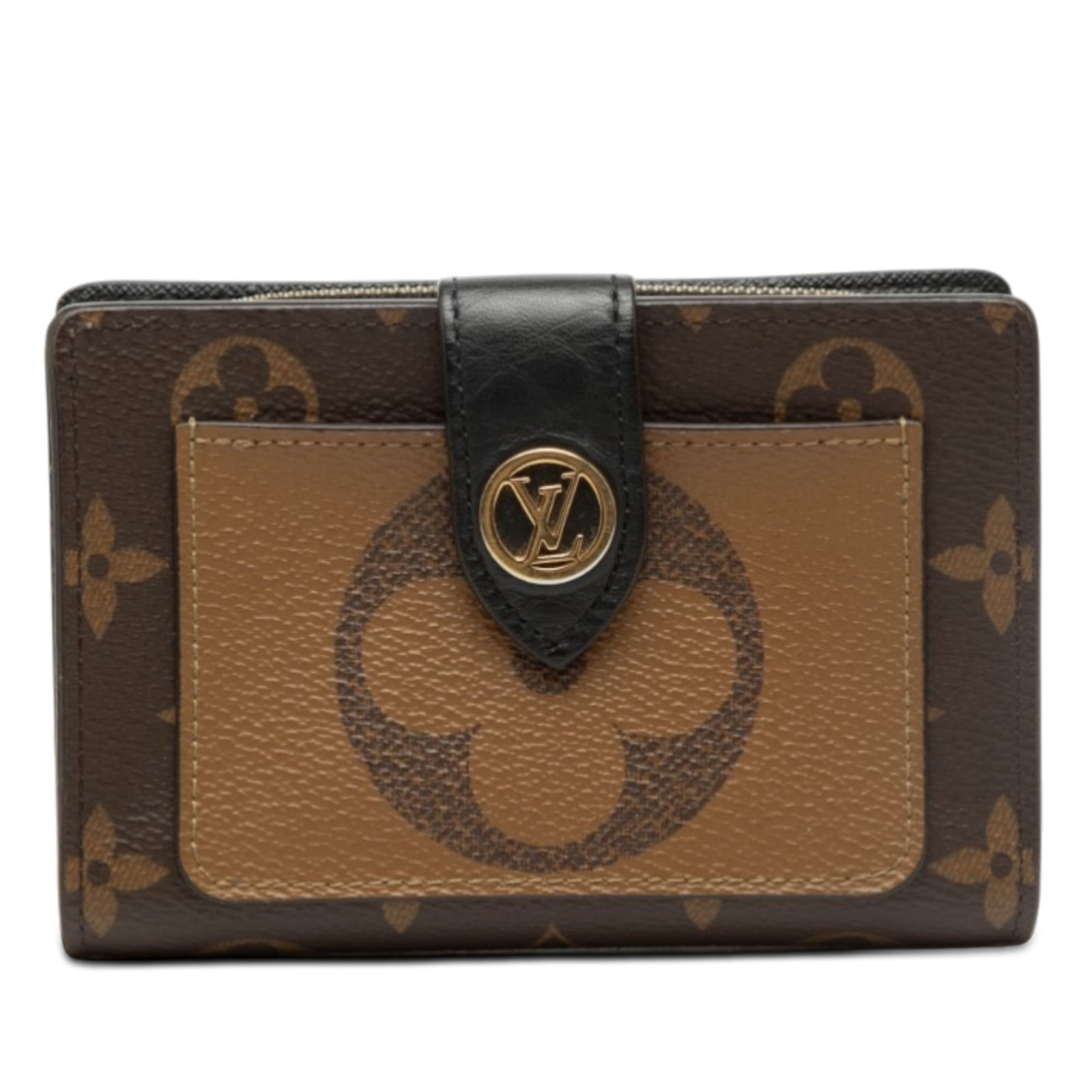 Louis Vuitton Juliette Monogram Giant Reverse Wallet: Louis Vuitton Juliette Monogram Giant Reverse Wallet This Louis Vuitton Monogram Giant Reverse Juliette Wallet features the signature monogram canvas in brown, complemented by a flap tab with press st