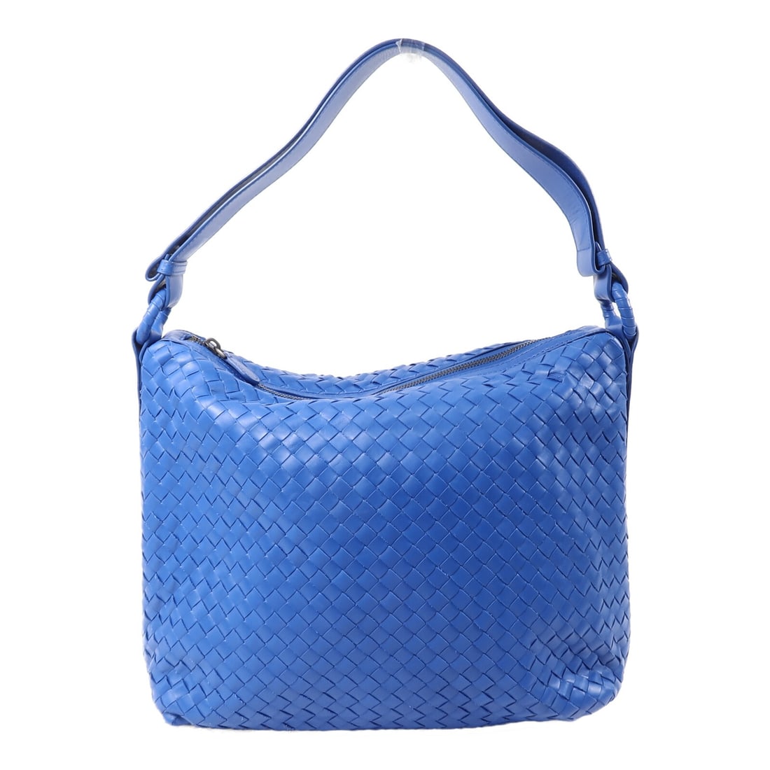 Blue Calfskin Shoulder Bag BOTTEGA VENETA BV: Blue Calfskin Shoulder Bag BOTTEGA VENETA BV A Bottega Veneta BV shoulder bag crafted from calfskin (cowhide) leather in blue. It features one fastener pocket, one inside open pocket, and one inside z