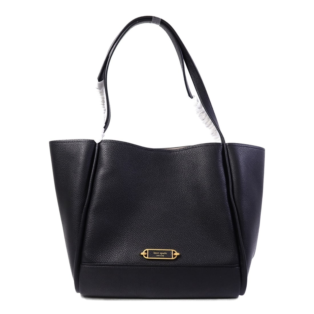Kate Spade V101 Black Calfskin Shoulder Bag: Kate Spade V101 Black Calfskin Shoulder Bag A black shoulder bag made from calfskin (cowhide) with gold-tone hardware. It is identified as model V101 and comes with storage bags. The bag is described 