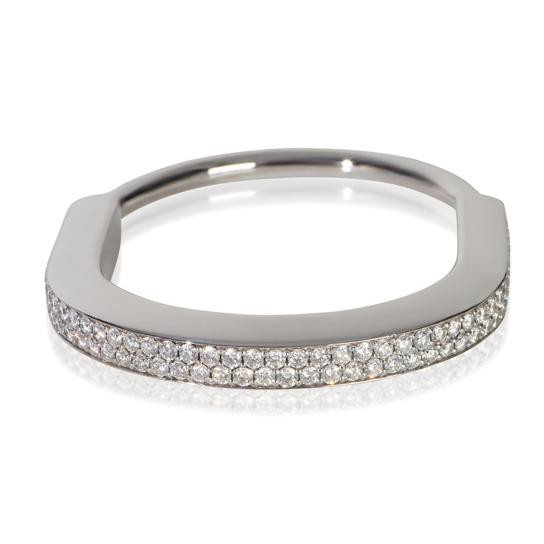 Tiffany & Co Lock 18k White Gold Diamond Bracelet: Tiffany & Co Lock 18k White Gold Diamond Bracelet This elegant Tiffany & Co. Lock bracelet is crafted from 18k white gold and features round brilliant diamonds with a total carat weight of 4.46. The b
