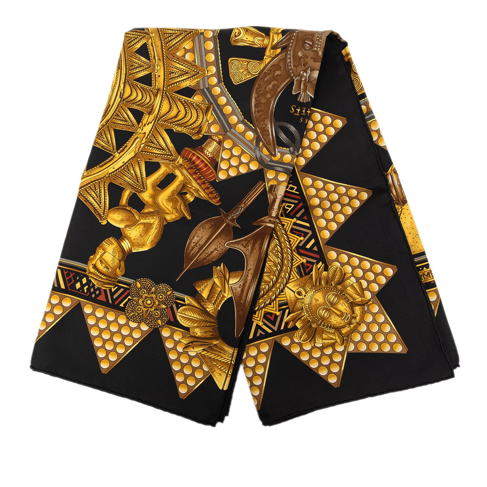 Hermes L Or des Chefs 90 Silk Scarf Black: Hermes L Or des Chefs 90 Silk Scarf Black Hermes L'Or des Chefs Silk Scarf 90 featuring the L'Or des Chefs print in 100% silk. It is a black accessory made in France and is offered in AB condition. Sp