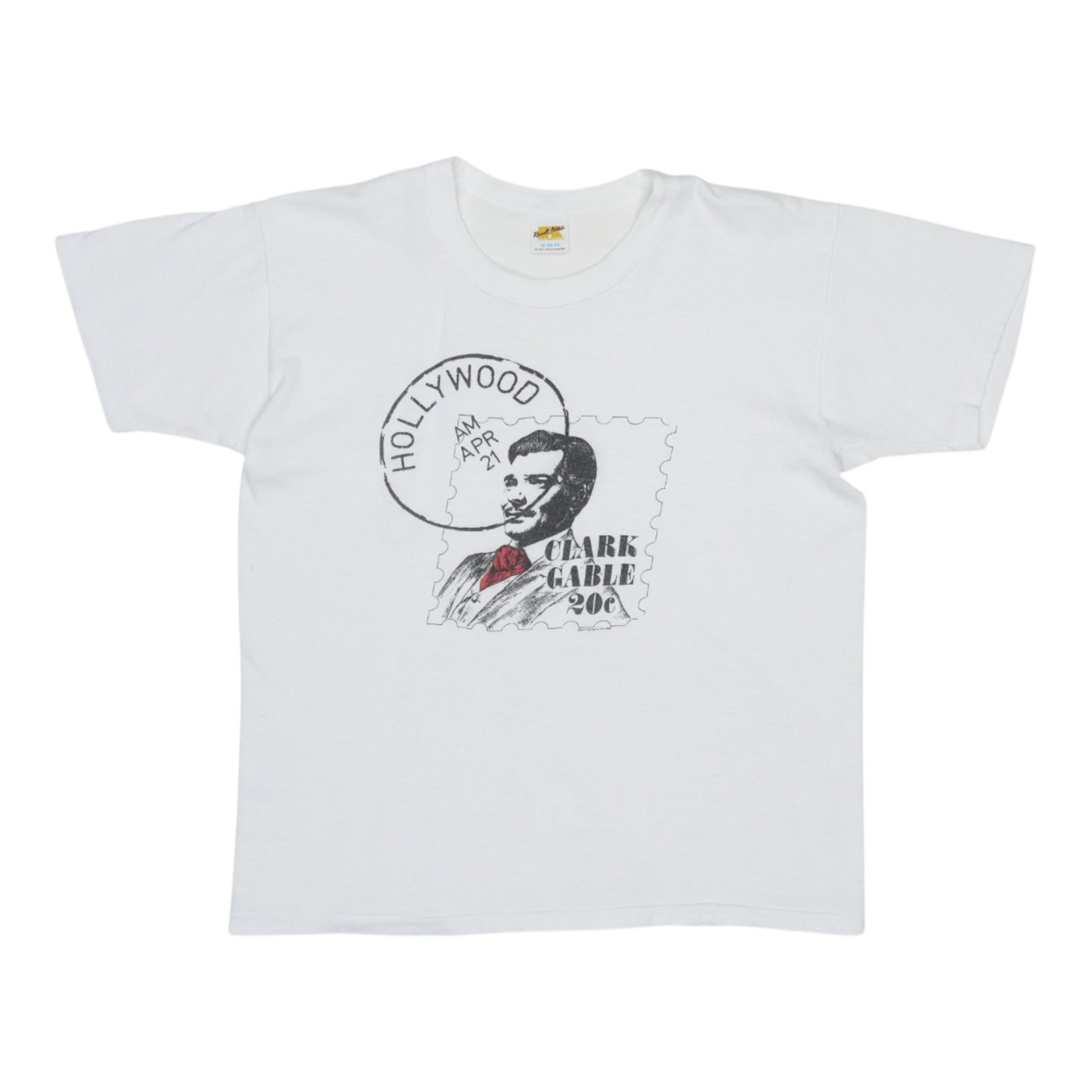 Vintage 1982 Clark Gable Graphic White Cotton T Shirt Medium: Vintage 1982 Clark Gable Graphic White Cotton T Shirt Medium This is an original vintage 1982 Clark Gable Stamp shirt featuring a front graphic only, with no graphics on the back. Made from 100% cotto