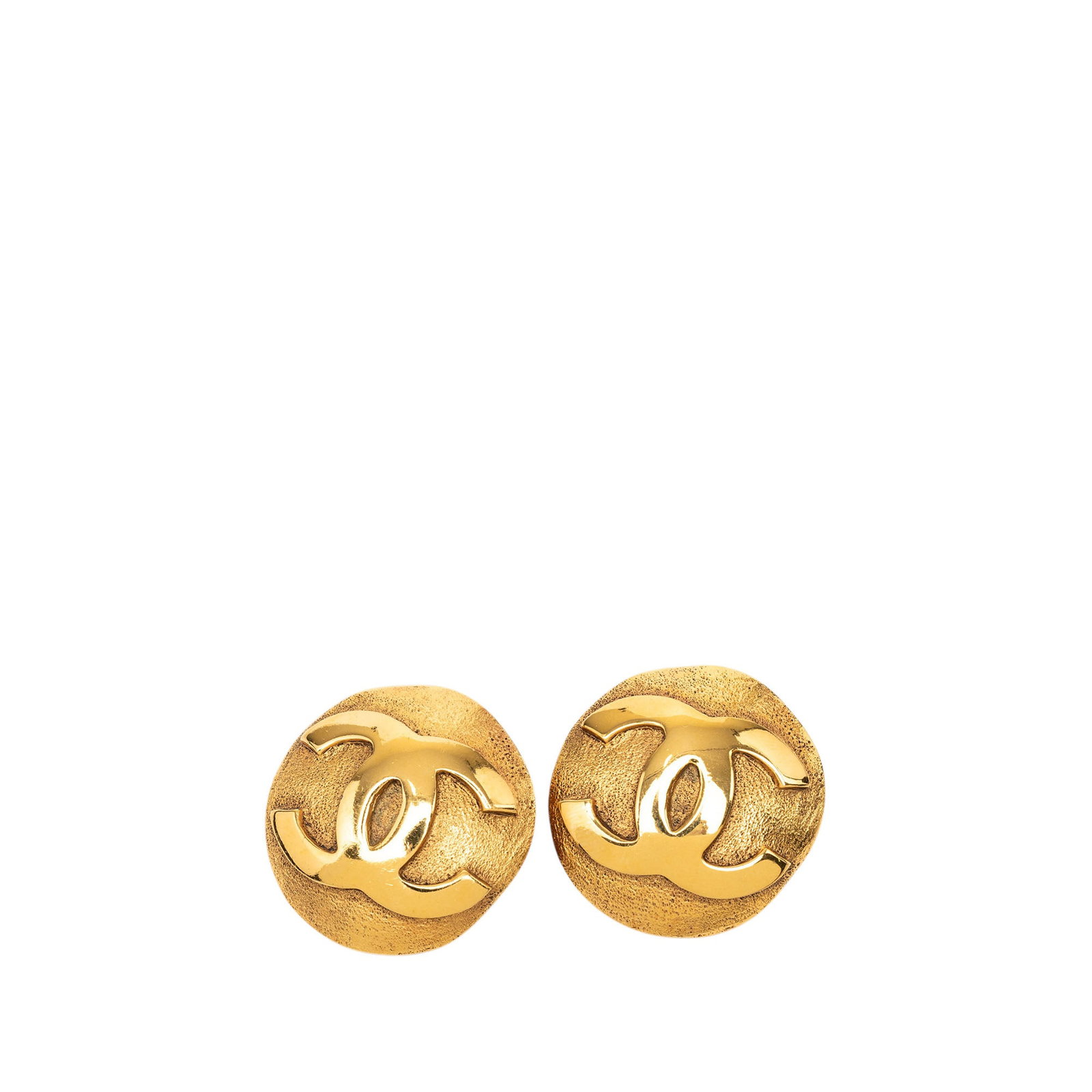 Chanel Round CC Clip On Earrings Gold Plated Metal (1 of 3)
