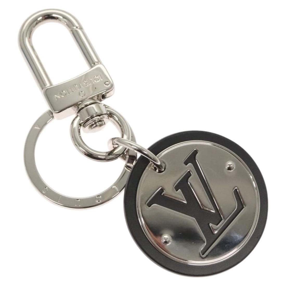 Louis Vuitton M67362 LV Circle Metal Key Holder Silver: Louis Vuitton M67362 LV Circle Metal Key Holder Silver Louis Vuitton LV Circle key holder in silver metal, made in Italy. This women's accessory measures approximately 4.5 cm x 4.5 cm, with a total le