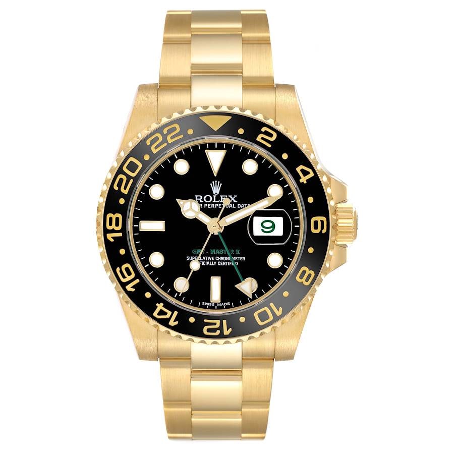 Rolex 116718LN GMT-Master II Black Dial Oyster Bracelet with Card 2008: Rolex 116718LN GMT-Master II Black Dial Oyster Bracelet with Card 2008 This Rolex GMT-Master II features a black dial and a ceramic bezel, complemented by an Oyster bracelet. The watch is identified b