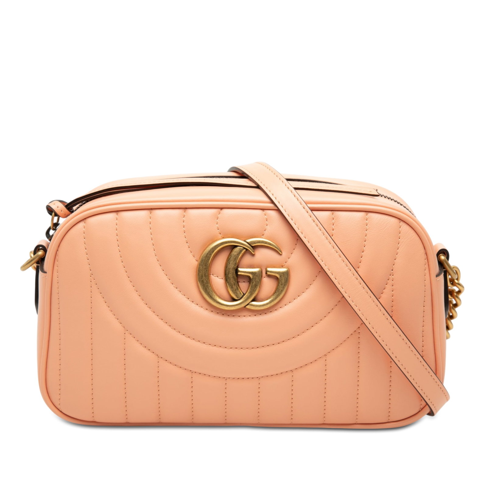 Gucci GG Marmont Small Vertical Ring Crossbody Orange Calfskin: Gucci GG Marmont Small Vertical Ring Crossbody Orange Calfskin Gucci Small GG Marmont Matelasse Calfskin Vertical Ring Crossbody bag in orange leather, made in Italy. It features a quilted leather bod