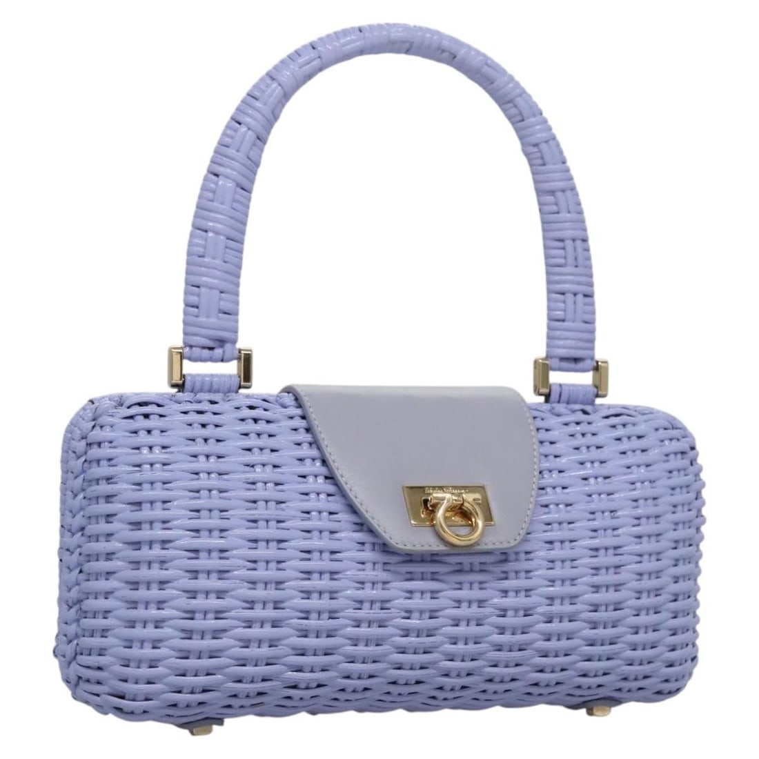 Salvatore Ferragamo Gancini Rattan Handbag Purple Gold with Dust Bag (1 of 18)