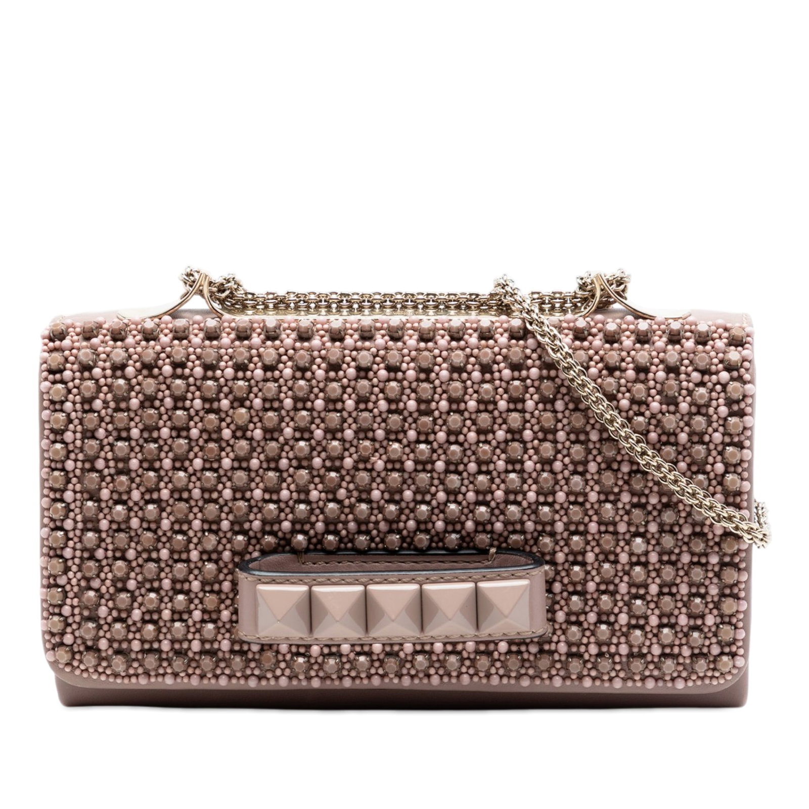 Valentino Va Va Voom Studded Nappa Leather Crossbody Bag: Valentino Va Va Voom Studded Nappa Leather Crossbody Bag Valentino Va Va Voom crossbody bag crafted in brown leather with all-over stud embellishments. This flap-style bag features a chain link should