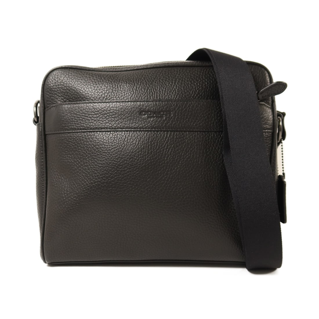 Coach Charles Camera Bag Black Calfskin Leather E1957-F24876: Coach Charles Camera Bag Black Calfskin Leather E1957-F24876 A black COACH Charles camera bag made from calfskin (cowhide) leather. It features a shoulder strap and multiple pockets, including an outs