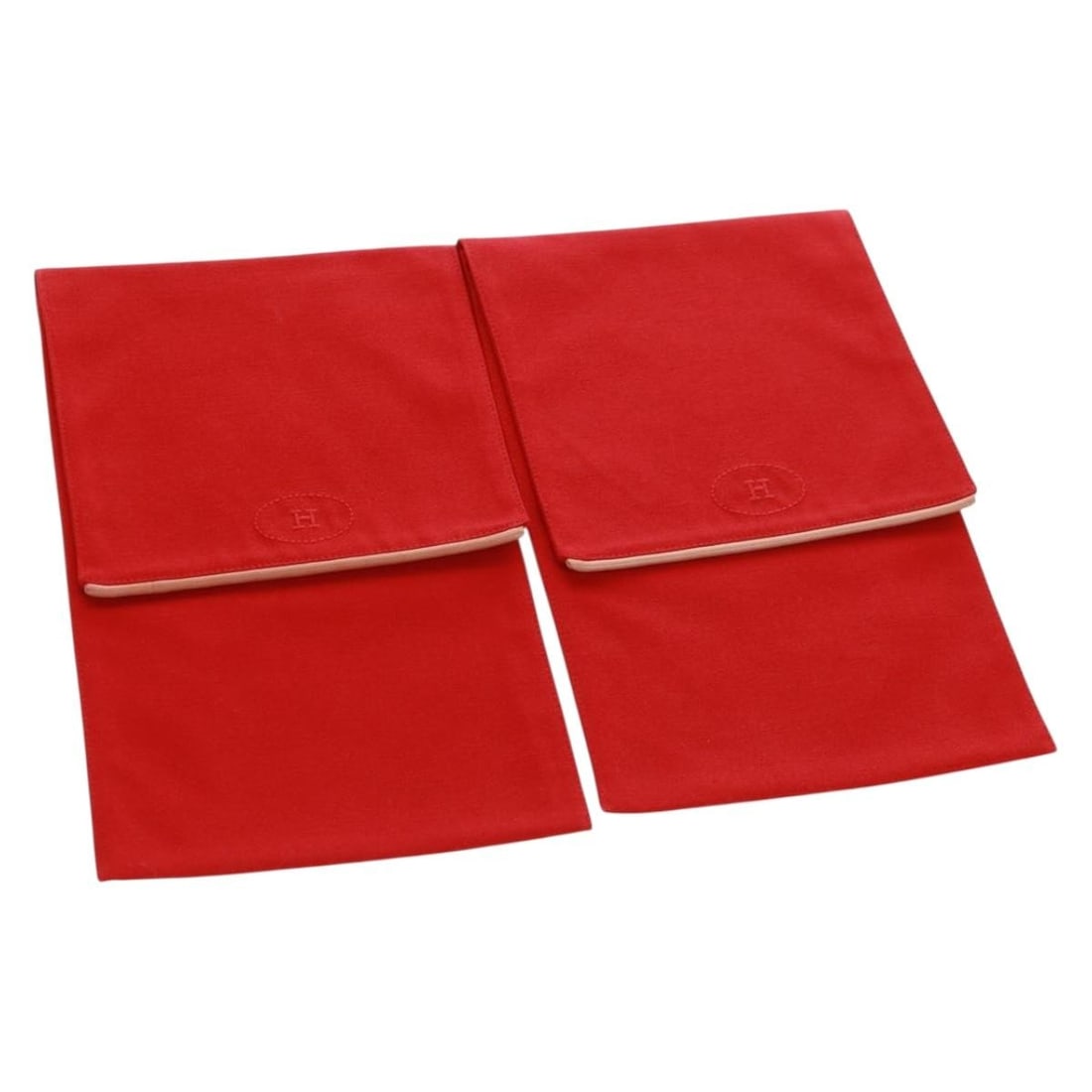 Red Canvas Hermes Pouch with Box Made in France: Red Canvas Hermes Pouch with Box Made in France This Hermes pouch is crafted from red canvas, featuring a sleek design ideal for organized storage. Made in France, it is in excellent condition with no