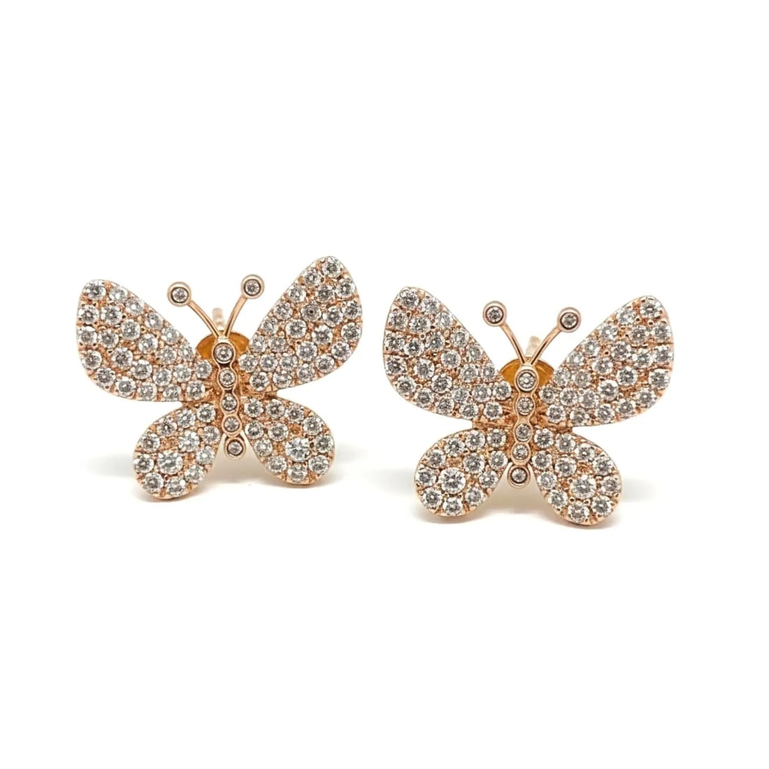 Rachel Koen Butterfly Stud Earrings 18K Yellow Gold Pave Diamonds: Rachel Koen Butterfly Stud Earrings 18K Yellow Gold Pave Diamonds These Rachel Koen butterfly stud earrings are crafted in 18k yellow gold and feature a pave setting with round brilliant cut natural d