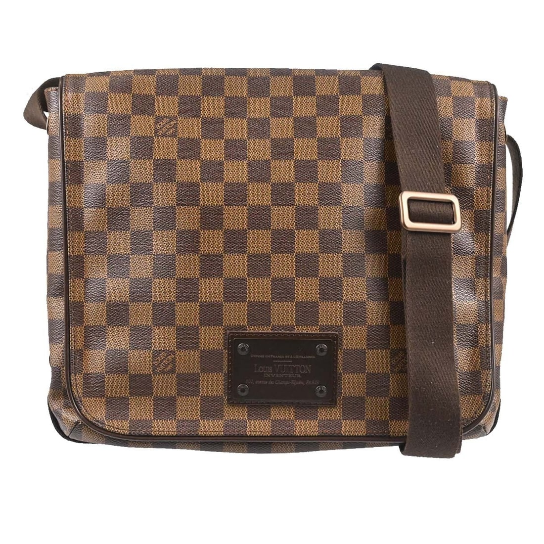 Louis Vuitton Brooklyn GM Damier Canvas Shoulder Bag N51212: Louis Vuitton Brooklyn GM Damier Canvas Shoulder Bag N51212 Louis Vuitton Brooklyn GM messenger bag in Damier canvas with leather trim and a brown canvas lining. This shoulder bag features inner pocke