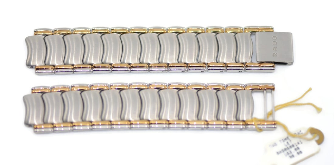 Rado Authentic Two Tone Stainless Steel Bracelet 19mm: Rado Authentic Two Tone Stainless Steel Bracelet 19mm Enhance your wristwatch with this authentic Rado Two Tone Stainless Steel Bracelet. Designed for both style and durability, this bracelet features