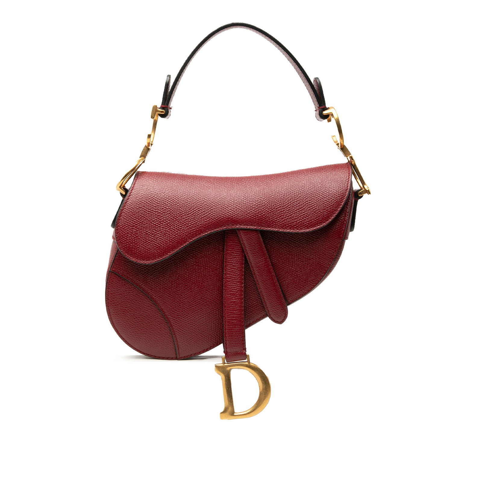 Red Dior Mini Saddle Bag in Grained Leather (1 of 7)