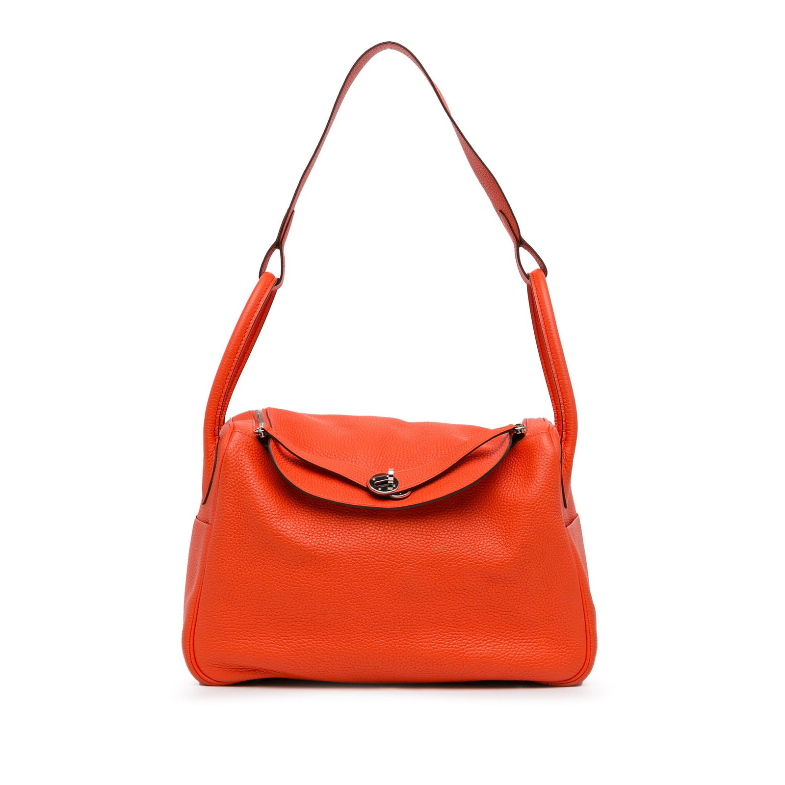 Hermes Clemence Lindy 34 Bag Capucine Leather Orange: Hermes Clemence Lindy 34 Bag Capucine Leather Orange The Hermes Clemence Lindy 34 is a stylish and functional bag featuring a vibrant Capucine color crafted from durable Clemence leather. It showcases